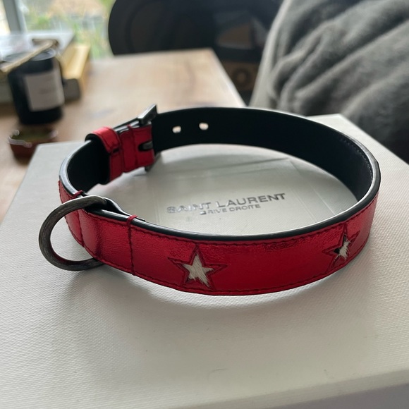 DOG COLLAR IN METALLIZED LEATHER Medium - Picture 1 of 4